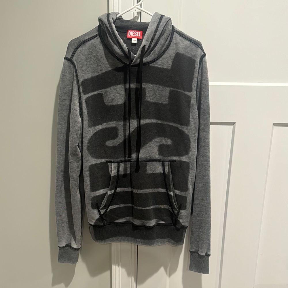 Diesel Gray and Black Graphic Hoodie